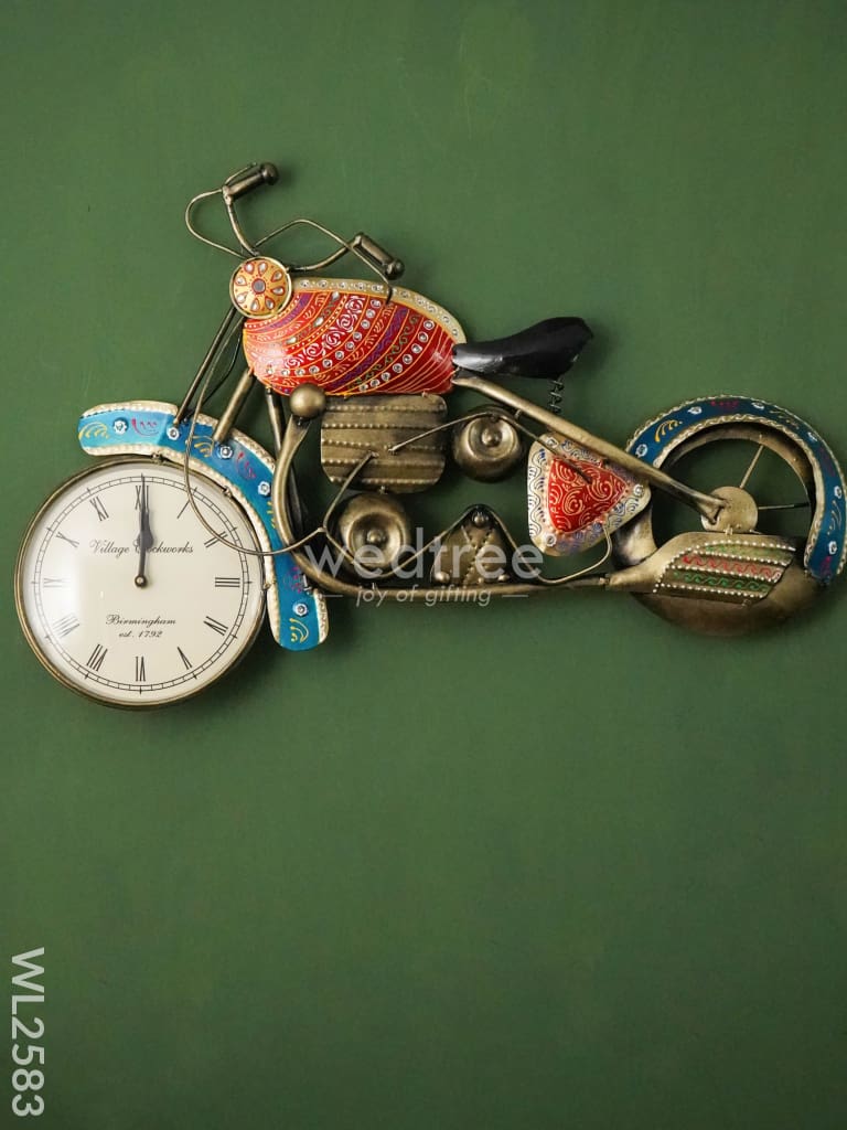 Metal Handpainted Wall Decor with Clock - WL2583
