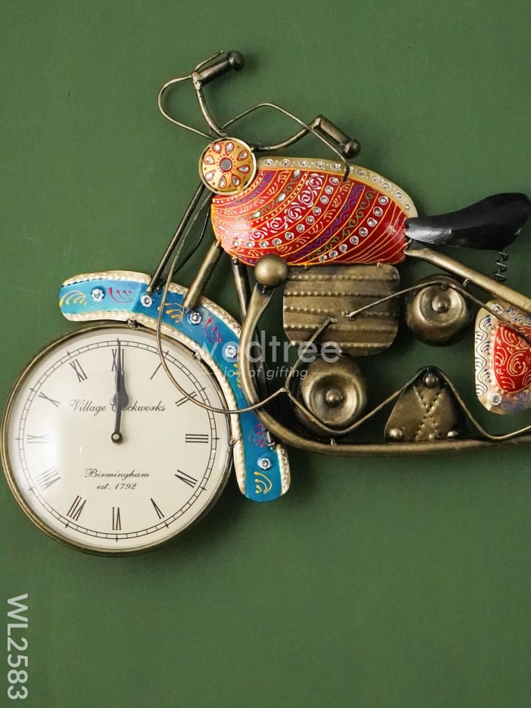 Metal Handpainted Wall Decor with Clock - WL2583