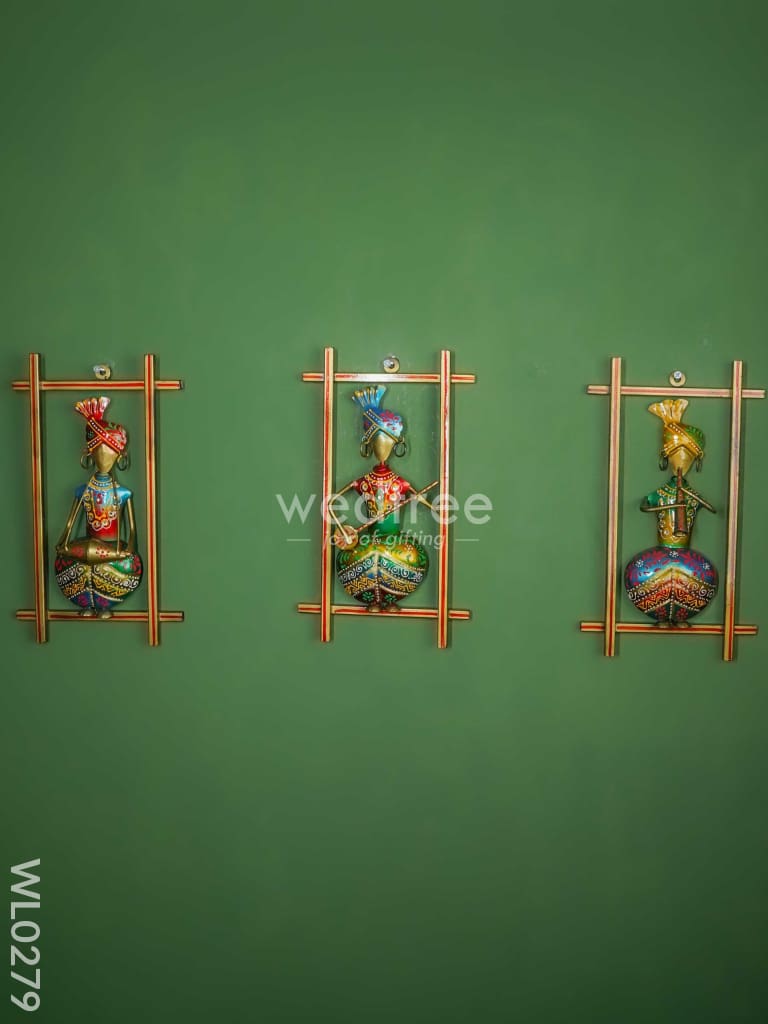 Metal Handpainted Wall Hanging Musician Frame - Set of 3 - WL0279
