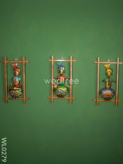 Metal Handpainted Wall Hanging Musician Frame - Set of 3 - WL0279
