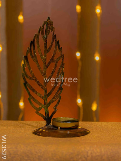 Metal Leaf Candle Holder - WL3529
