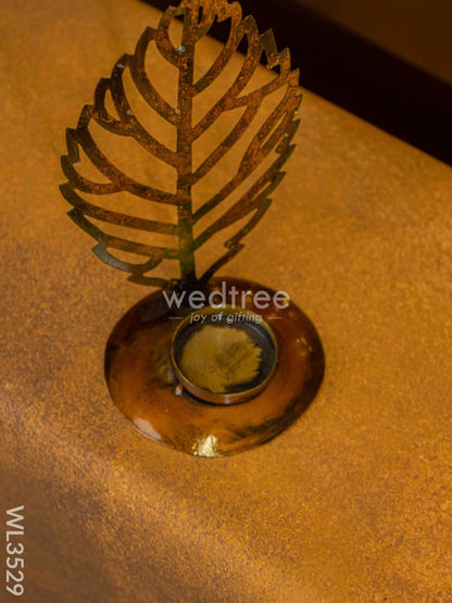 Metal Leaf Candle Holder - WL3529