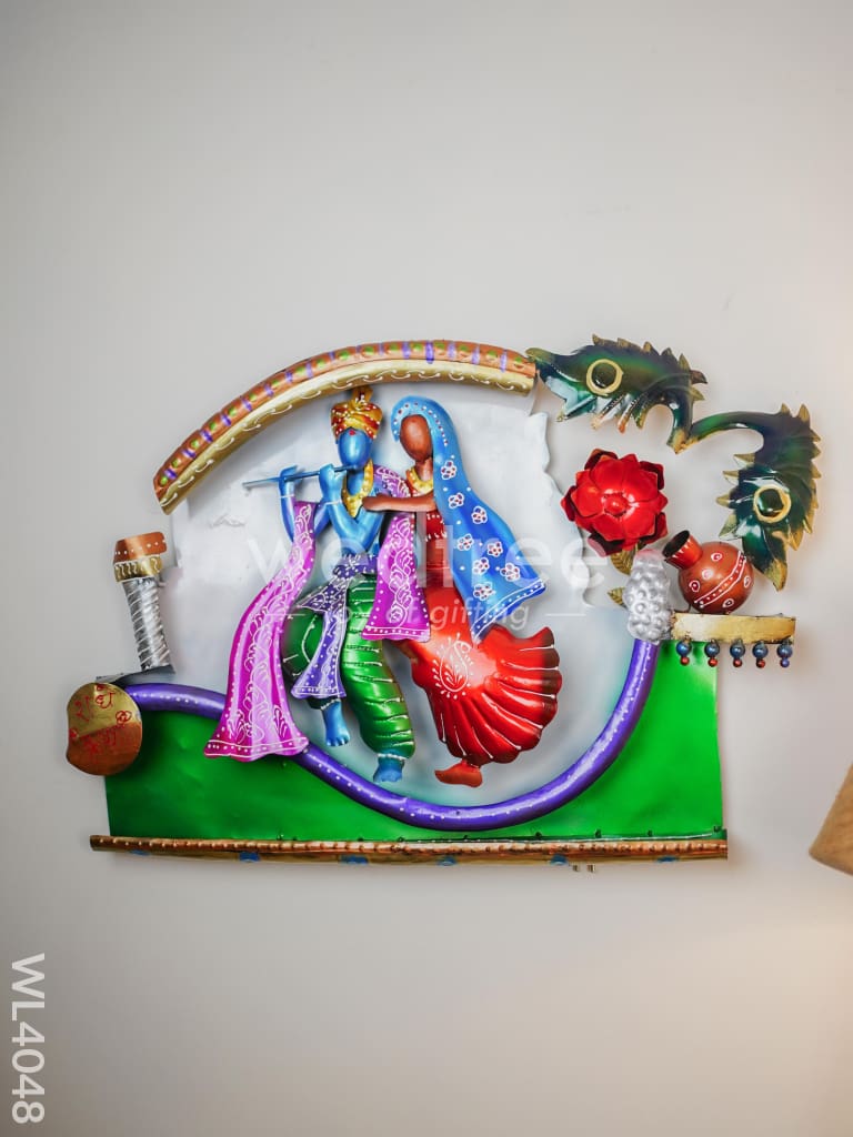 Metal Radha-Krishna Decorative Wall Hanging - WL4048