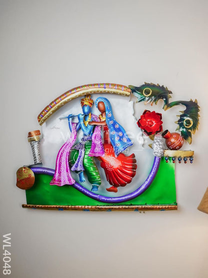 Metal Radha-Krishna Decorative Wall Hanging - WL4048