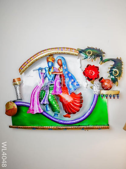 Metal Radha-Krishna Decorative Wall Hanging - WL4048