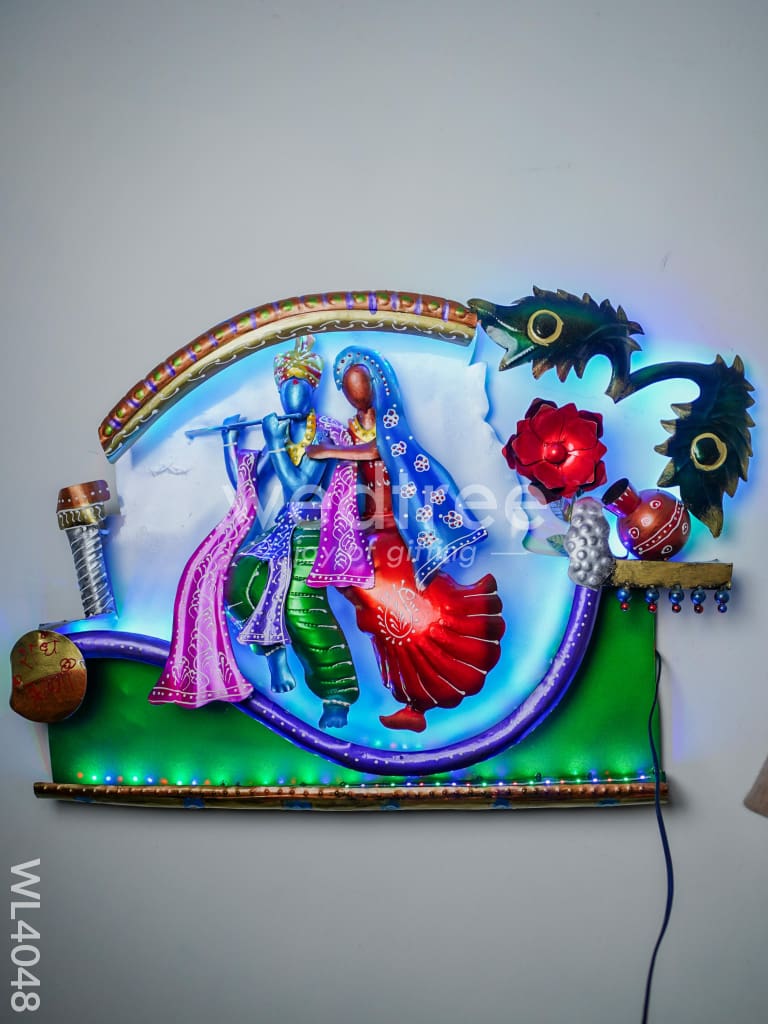 Metal Radha-Krishna Decorative Wall Hanging - WL4048