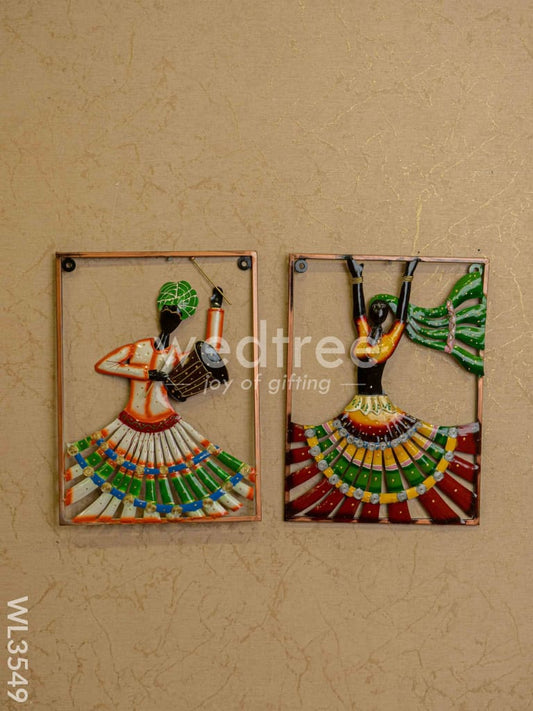 Metal Rajasthani Dancing Doll Frame - Set of 2 - WL3549