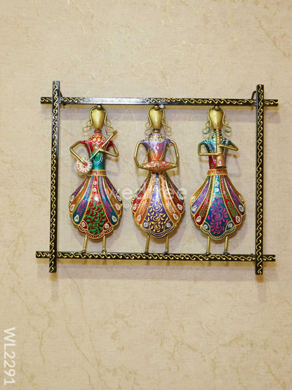 Metal Tribal Multi Colour Musicians Wall Hanging Frame - WL2291