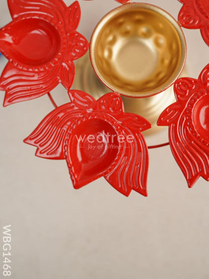 Metal Urli with Lotus Diya - WBG1468