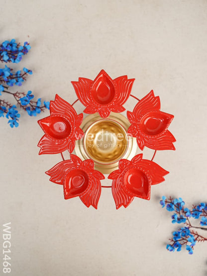 Metal Urli with Lotus Diya - WBG1468