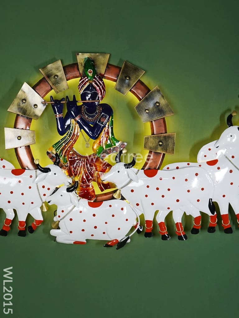 Metal Wall Decor - LED Krishna with Cows - WL2015