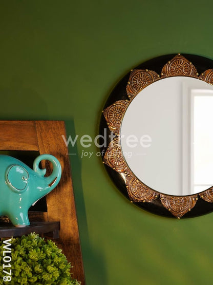 Mirrors - Polished Brass with Floral Design in black base - WL0180
