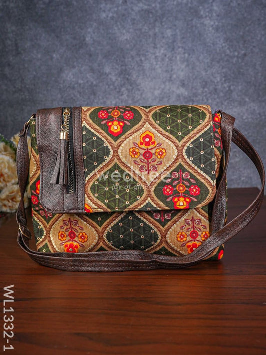Multi-color Fabric & Leather Sling Bag - WL1332-1