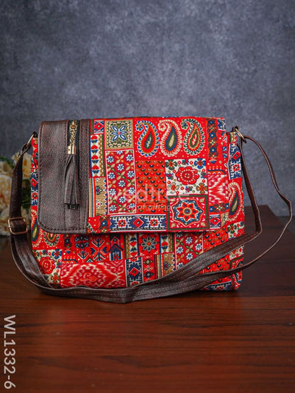 Multi-color Fabric & Leather Sling Bag - WL1332-6