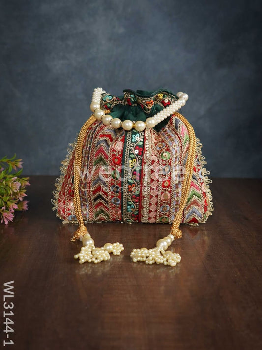 Multi Coloured Chamki Work Potli Bag - WL3144