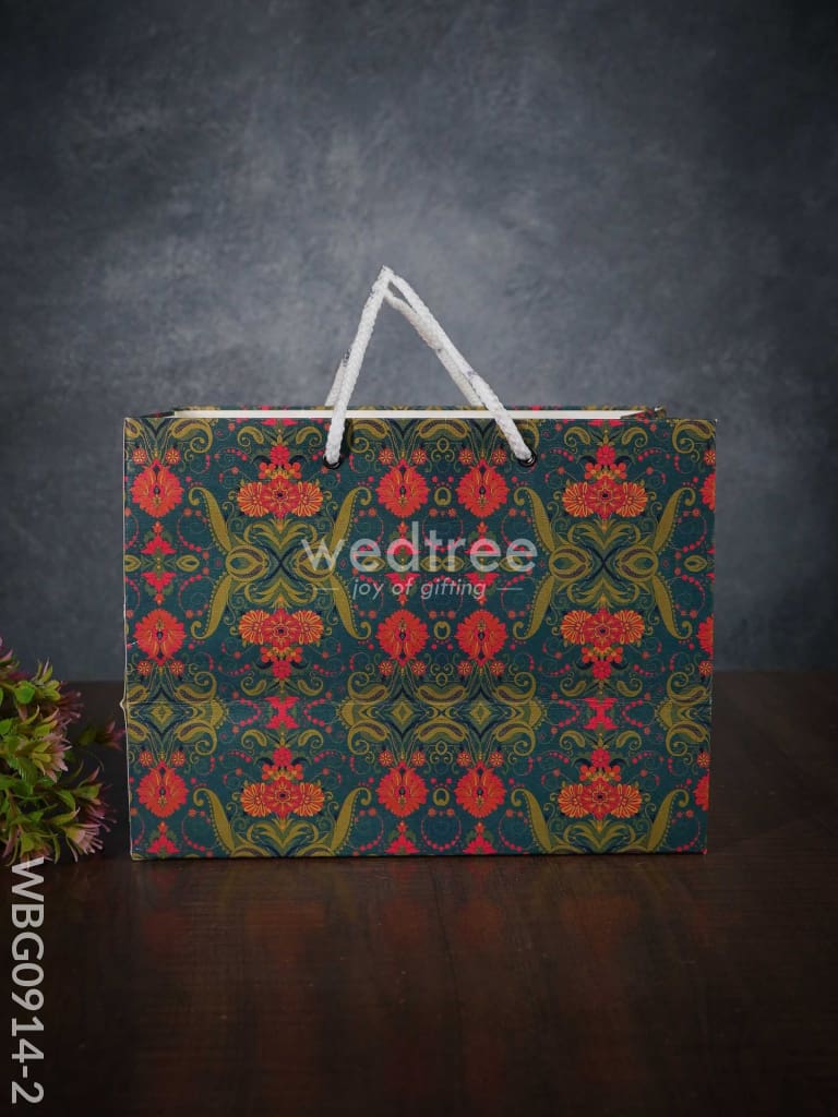 Multi Designed Paper Bags - Green Floral Print - WBG0914-2