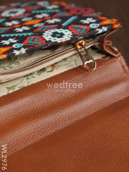 Multicolour Printed Fabric Sling Bag with Lock - WL2976