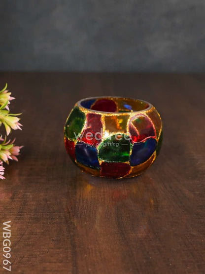 Multicoloured Glass Candle Holder - WBG0967