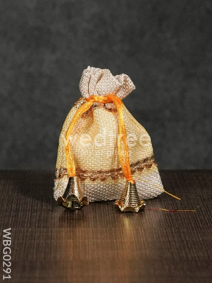 Netted String Bags with Golden lace and bells  -(3 X 4 ) Inches - WBG0291