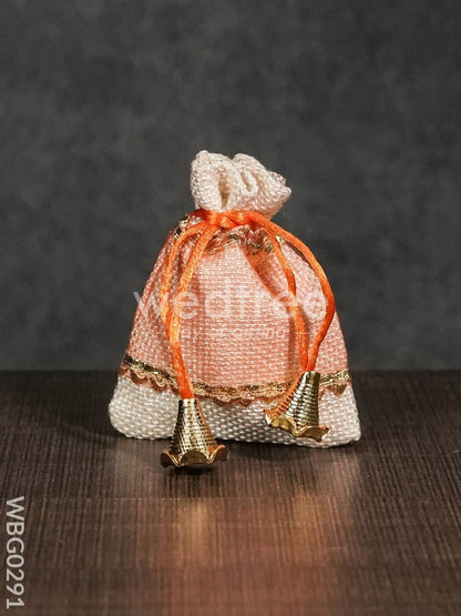 Netted String Bags with Golden lace and bells  -(3 X 4 ) Inches - WBG0291