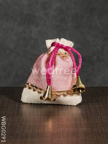 Netted String Bags with Golden lace and bells  -(3 X 4 ) Inches - WBG0291