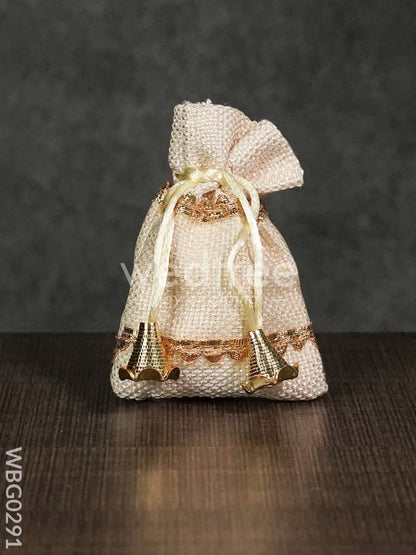 Netted String Bags with Golden lace and bells  -(3 X 4 ) Inches - WBG0291
