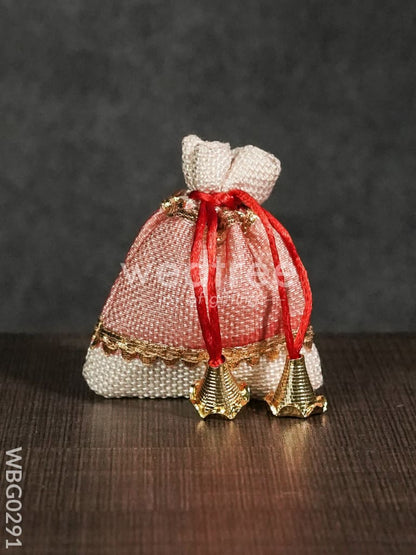 Netted String Bags with Golden lace and bells  -(3 X 4 ) Inches - WBG0291