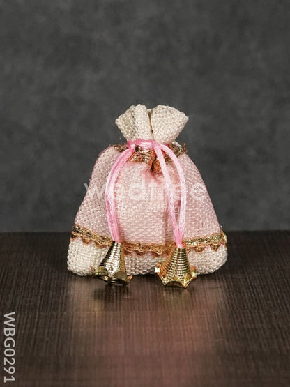 Netted String Bags with Golden lace and bells  -(3 X 4 ) Inches - WBG0291
