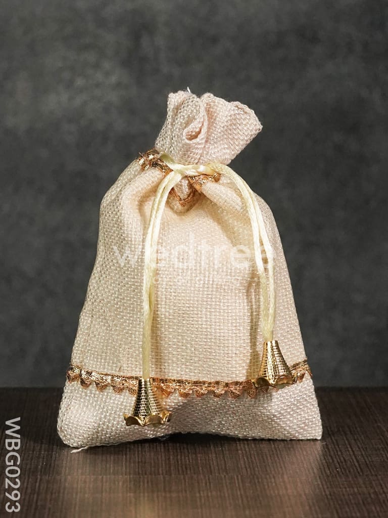 Netted String Bags with Golden lace and bells  -(5 X 7 ) Inches - WBG0293