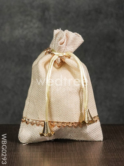 Netted String Bags with Golden lace and bells  -(5 X 7 ) Inches - WBG0293
