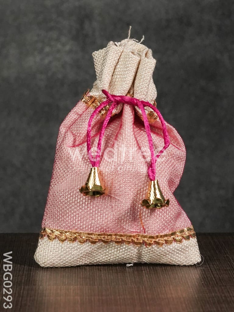 Netted String Bags with Golden lace and bells  -(5 X 7 ) Inches - WBG0293