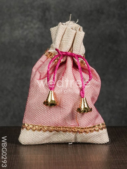 Netted String Bags with Golden lace and bells  -(5 X 7 ) Inches - WBG0293