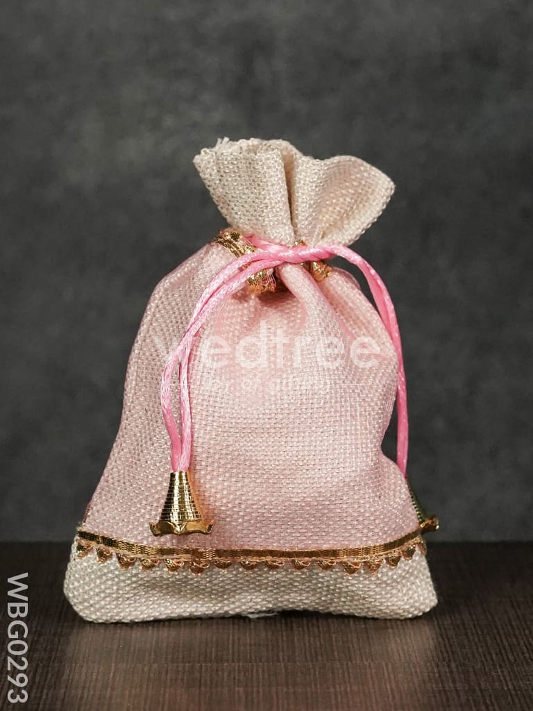 Netted String Bags with Golden lace and bells  -(5 X 7 ) Inches - WBG0293