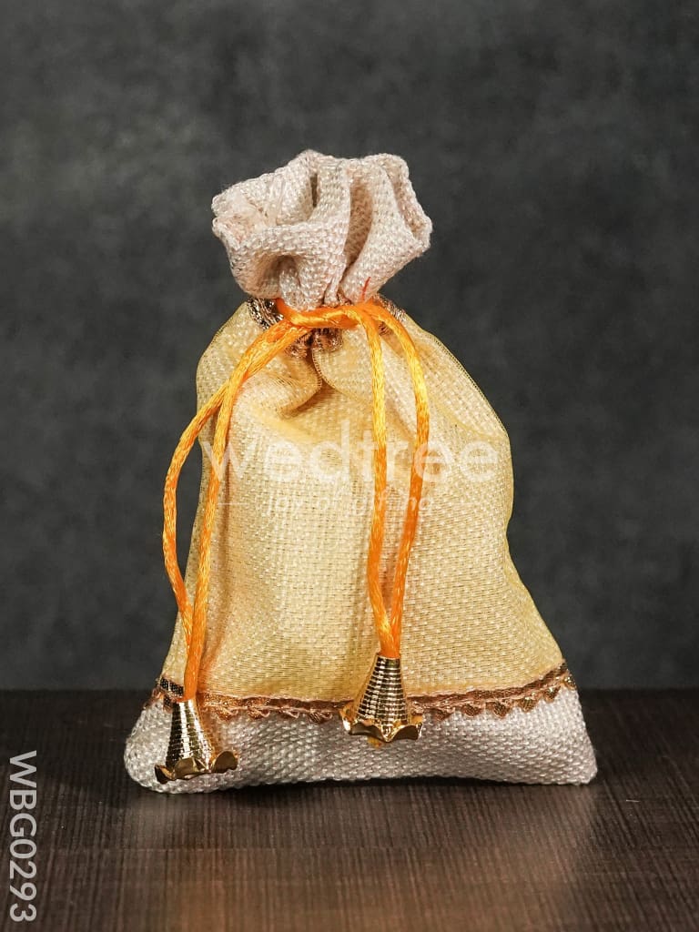 Netted String Bags with Golden lace and bells  -(5 X 7 ) Inches - WBG0293