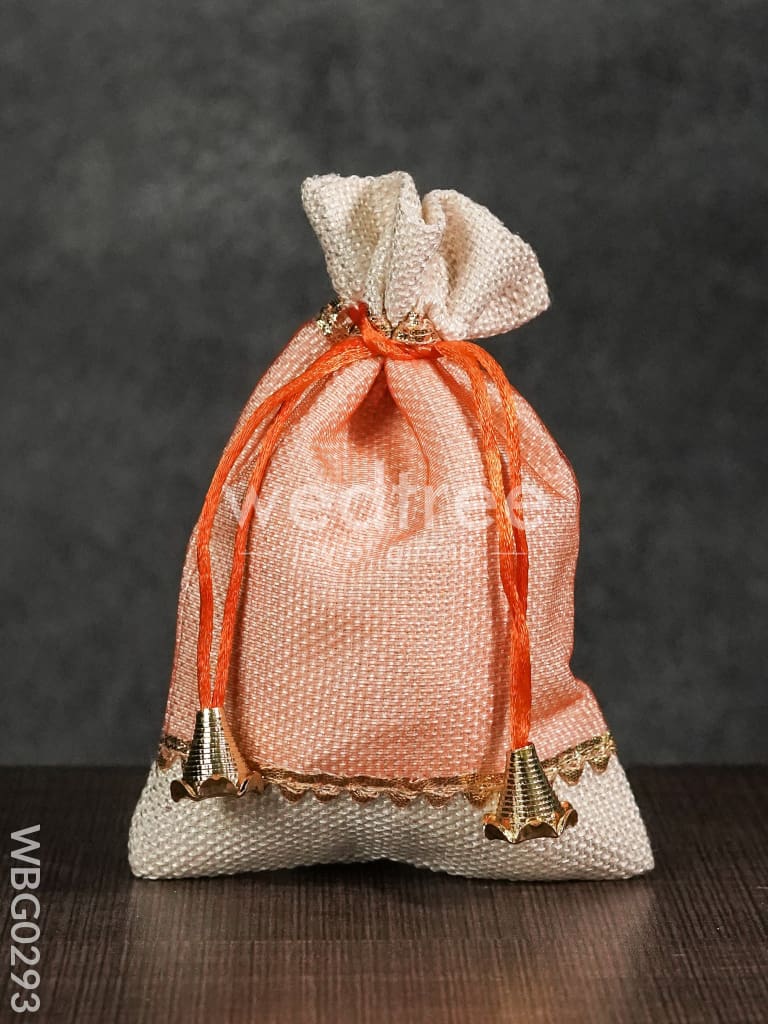 Netted String Bags with Golden lace and bells  -(5 X 7 ) Inches - WBG0293