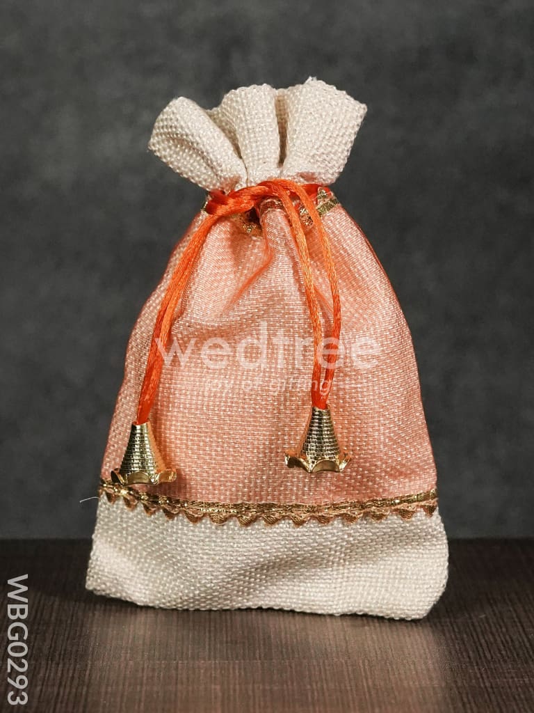 Netted String Bags with Golden lace and bells  -(5 X 7 ) Inches - WBG0293