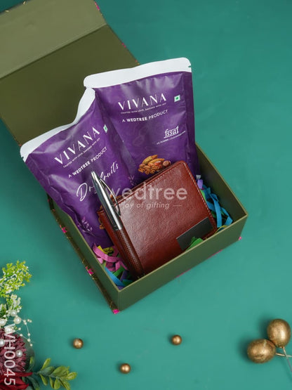 New Year Hamper 11 - Wallet & Pen with Dry Fruits - WH0045