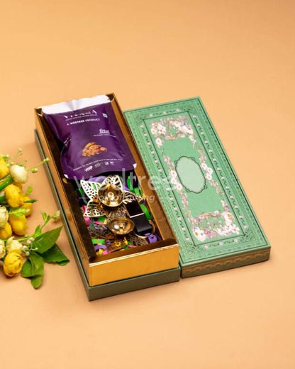New Year Hamper 2 - Brass Diya, Keychain and Dry Fruits - WH0036
