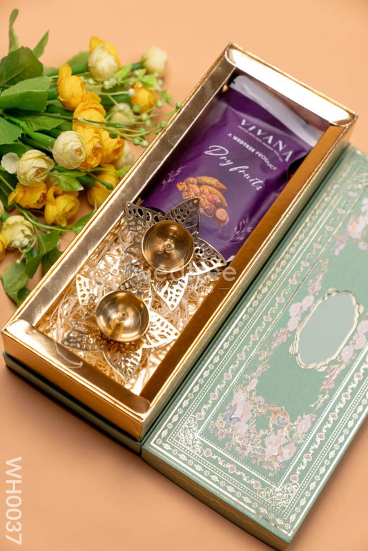 New Year Hamper 3 - Brass Diya and Dry Fruits - WH0037