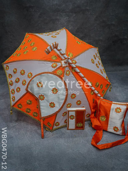 Orange & White Color Kasi Yatra Set - WBG0470-12
