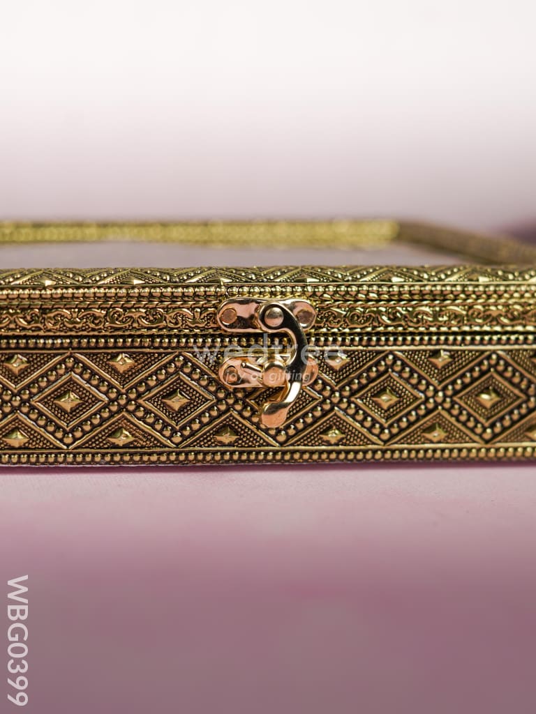 Oxidised Dry Fruit Box Embossed with Radha Krishna - WBG0399