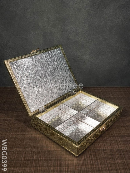 Oxidised Dry Fruit Box Embossed with Radha Krishna - WBG0399