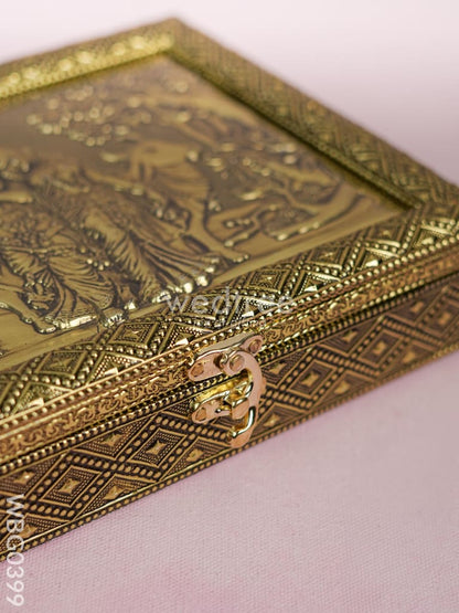 Oxidised Dry Fruit Box Embossed with Radha Krishna - WBG0399