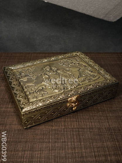 Oxidised Dry Fruit Box Embossed with Radha Krishna - WBG0399