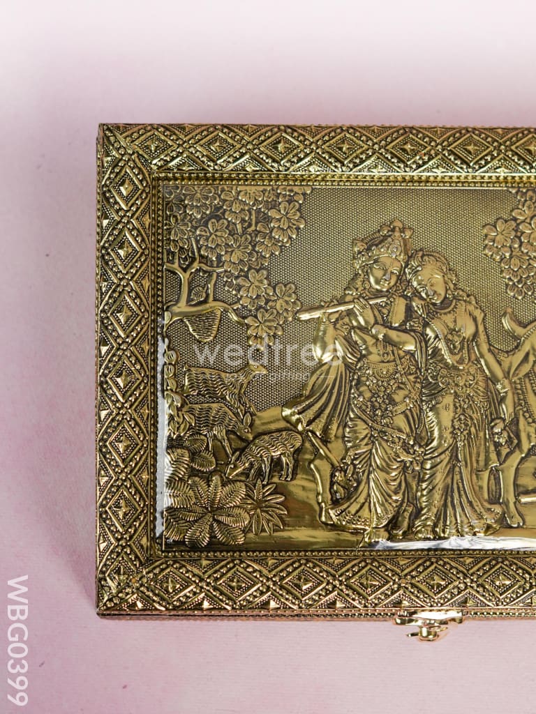 Oxidised Dry Fruit Box Embossed with Radha Krishna - WBG0399