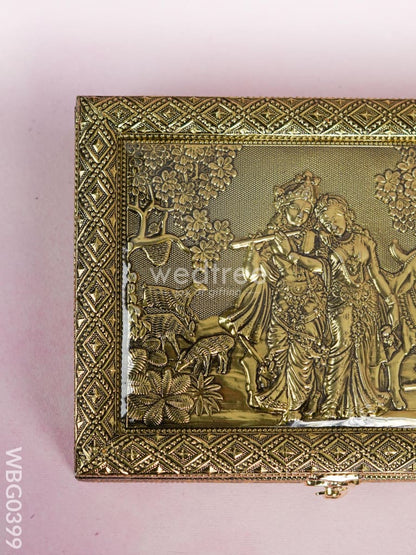 Oxidised Dry Fruit Box Embossed with Radha Krishna - WBG0399