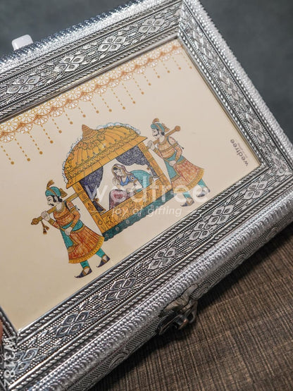 Oxidised Dry Fruit Photo Box Rectangle Shaped Medium - 10X7 inch - W3182