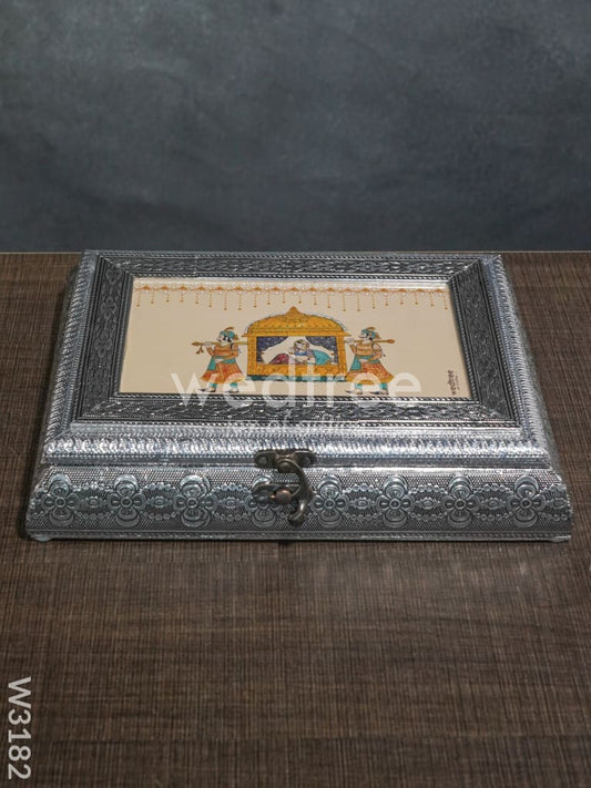 Oxidised Dry Fruit Photo Box Rectangle Shaped Medium - 10X7 inch - W3182