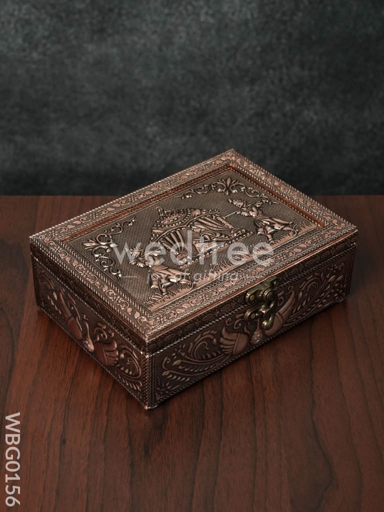 Oxidised Embossed Dry Fruit Box [7X5] - WBG0156