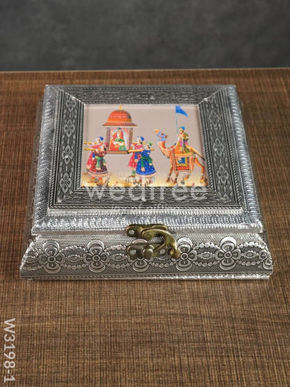 Oxidised photo box square shaped small -7x7 inch - W3198